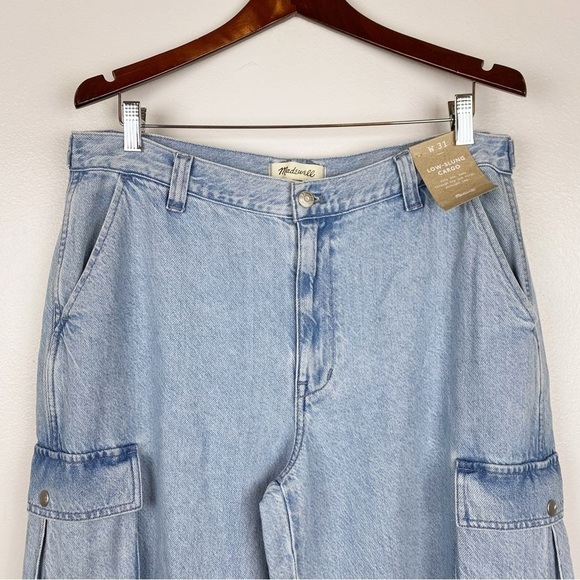 Madewell Low Slung Slouchy Straight Cargo Pocket Jeans Coleman Wash Size 31 NWT - Picture 6 of 12